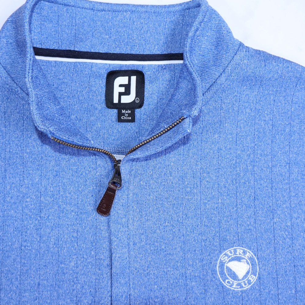 FootJoy Surf Golf Beach Club Myrtle Beach Mens Large Blue Quarter Zip Sweater